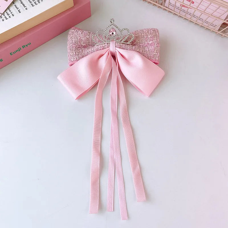 Pink Big Bow Hairpin Women's Bows Hair Accessories Long Ribbon